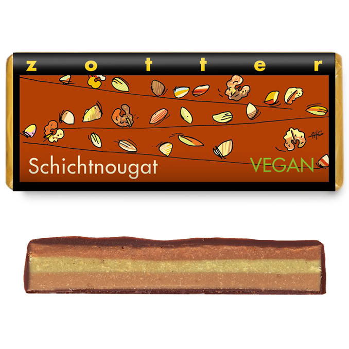 Zotter Fairtrade Schokolade Schichtnougat